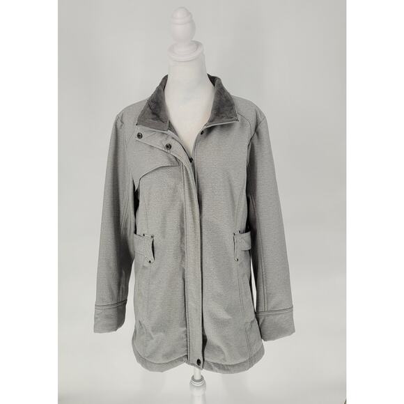 Gerry Womens Light Gray Outdoor Classic Zip Up Snap Jacket Size L Casual Chic - Picture 2 of 8